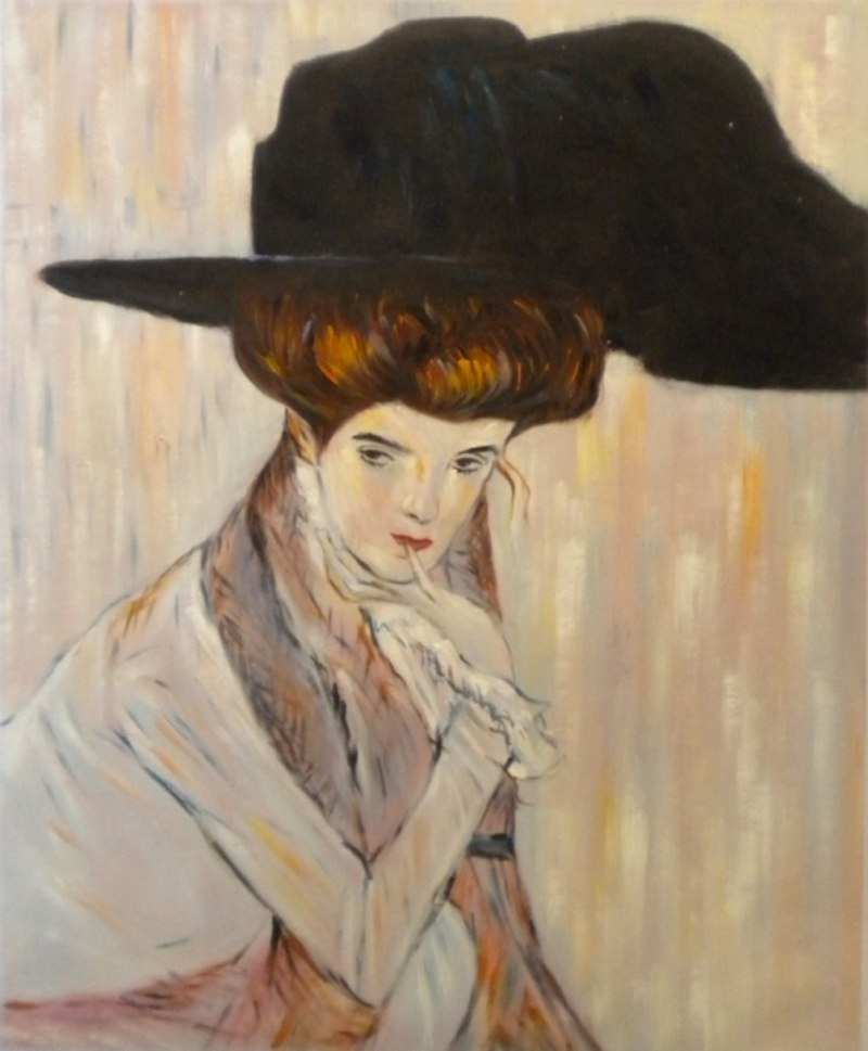 Quadro Donna con cappello di Klimt, falso d'autore 60x50cm ...