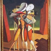 Ettore e Andromaca con  cornice oro rosso