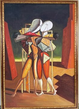 Ettore e Andromaca con  cornice oro rosso