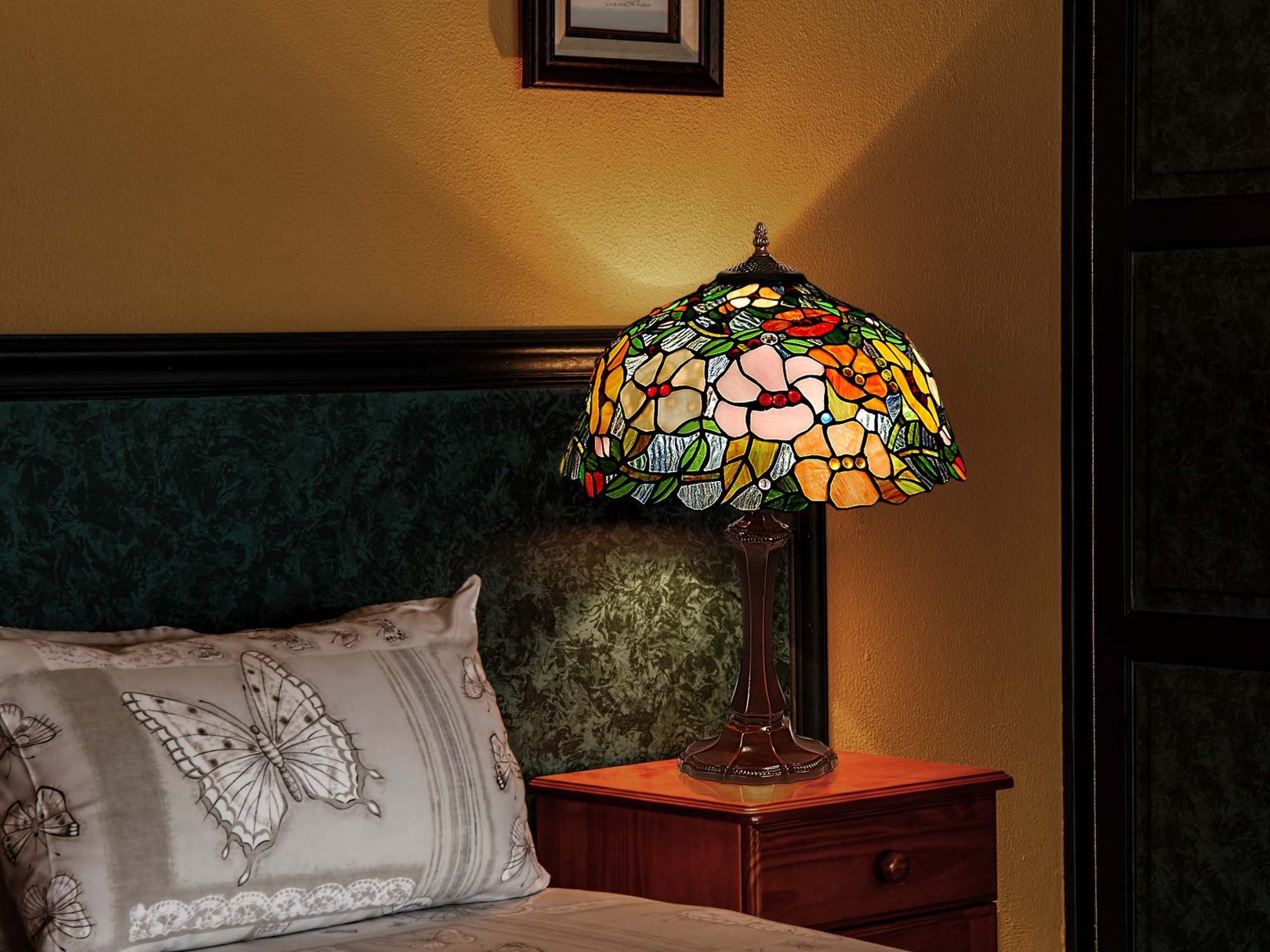 Lampada da tavolo floreale
